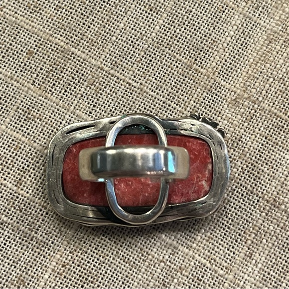 Izovella Pink Plume Agate OOAK Sterling silver Ring etsy artisan jewelry - Picture 2 of 4
